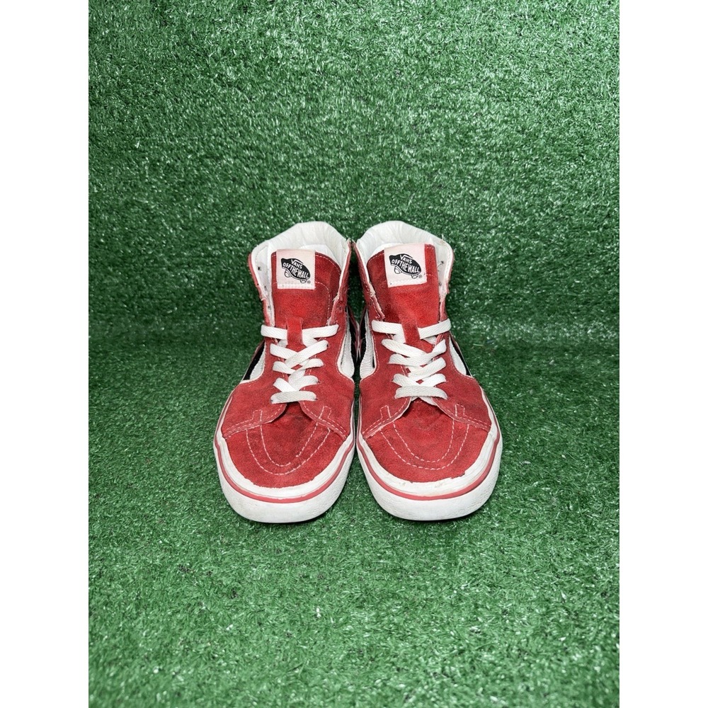 Vans Sk8-Hi Bolt Black Red Suede Canvas Skate Shoes Hi Top Sneaker Men's Size 8 - Picture 6 of 12